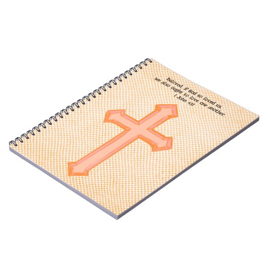 ヴィンテージスタイルオレンジ信仰クロス聖書聖句 ノートブック (左側)