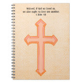 ヴィンテージスタイルオレンジ信仰クロス聖書聖句 ノートブック (正面)
