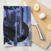 ヴィンテージスタイルオートバイ、ブルーキッチンタオル キッチンタオル (四つ折り)