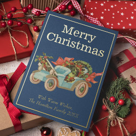 ヴィンテージスタイルオールドカーミストレトークリスマス金ゴールド 箔シーズンカード