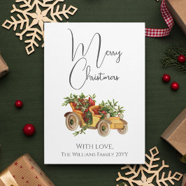 ヴィンテージスタイルオールドカーミストレトーメリークリスマス シーズンカード