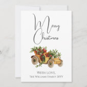 ヴィンテージスタイルオールドカーミストレトーメリークリスマス シーズンカード (正面)