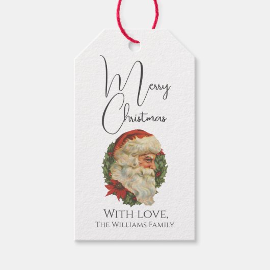 ヴィンテージスタイルオールドサンタクロースメリークリスマス ギフトタグ (正面)