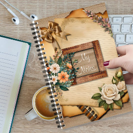 ヴィンテージスタイルオールド紙フローラオンヘッシアン ノートブック