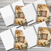 ヴィンテージスタイルオールド紙フローラオンヘッシアン ノートブック