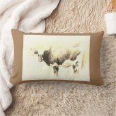 ヴィンテージスタイルカウアートピローセピアトーン ランバークッション (ブランケット)