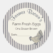 ヴィンテージスタイルカスタムファームフレッシュエッグステッカー ラウンドシール (正面)