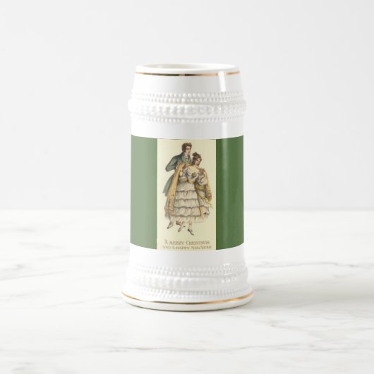 ヴィンテージスタイルカップルビクトリアンクリスマススタイン ビールジョッキ (中央)
