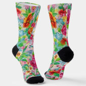 ヴィンテージスタイルカラフルフローラ靴下 ソックス (傾斜あり)