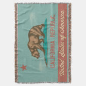 ヴィンテージスタイルカリフォルニア州旗 スローブランケット (正面縦)