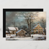 ヴィンテージスタイルカントリーウィンタークリスマス招待状 招待状 (正面/裏面)