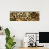 ヴィンテージスタイルカントリーガーデンシーン ポスター (ホームオフィス)