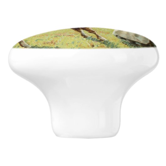 ヴィンテージスタイルカントリーファームガール食べ物を与えズカーフ セラミックノブ (側面)