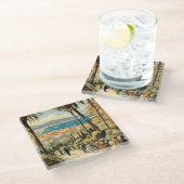 ヴィンテージスタイルカンヌフランスのトラベルウォーターの色 ガラスコースター (アングル)