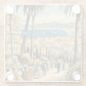 ヴィンテージスタイルカンヌフランスのトラベルウォーターの色 ガラスコースター (裏面)