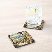 ヴィンテージスタイルカンヌフランスのトラベルウォーターの色 コースター (右側)