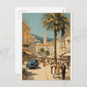 ヴィンテージスタイルカンヌフランスのトラベルウォーターの色 シーズンポストカード (正面/裏面)