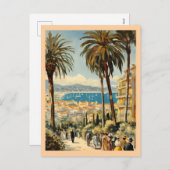 ヴィンテージスタイルカンヌフランスのトラベルウォーターの色 シーズンポストカード (正面/裏面)