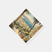 ヴィンテージスタイルカンヌフランスのトラベルウォーターの色 スタンダードカクテルナプキン (角)