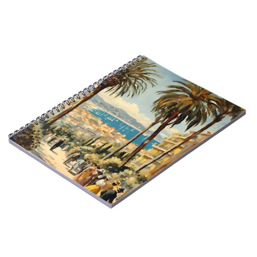 ヴィンテージスタイルカンヌフランスのトラベルウォーターの色 ノートブック (左側)