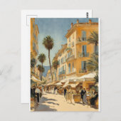 ヴィンテージスタイルカンヌフランスのトラベルウォーターの色 ポストカード (正面/裏面)