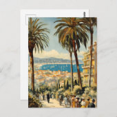 ヴィンテージスタイルカンヌフランスのトラベルウォーターの色 ポストカード (正面/裏面)