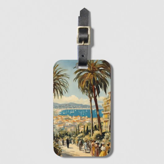 ヴィンテージスタイルカンヌフランスのトラベルウォーターの色 ラゲッジタグ (正面縦)