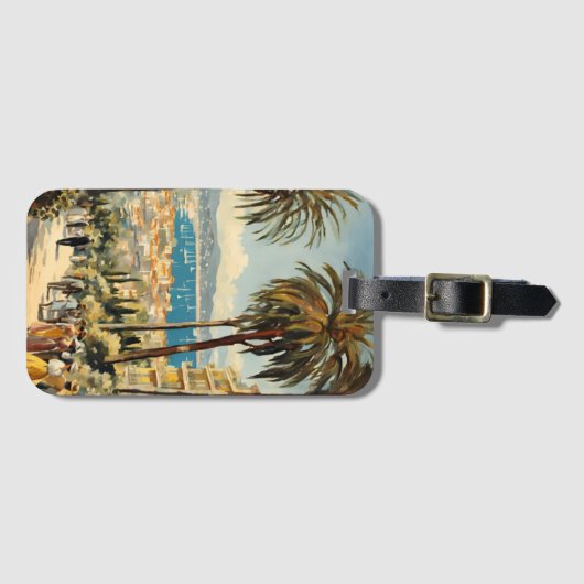 ヴィンテージスタイルカンヌフランスのトラベルウォーターの色 ラゲッジタグ (正面横)