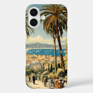 ヴィンテージスタイルカンヌフランスのトラベルウォーターの色 iPhone 16ケース
