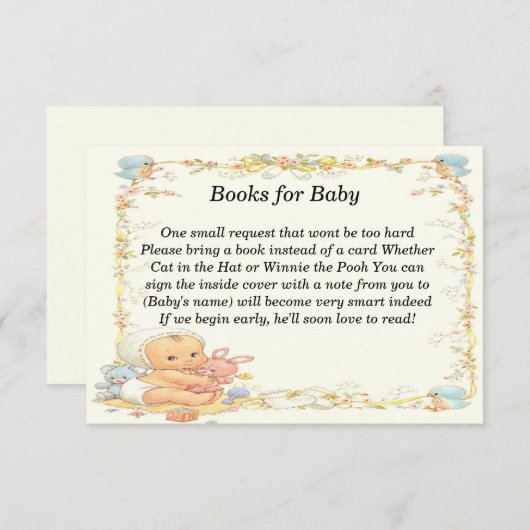 ヴィンテージスタイルカード用ベビーシャワーブック 招待状 (正面/裏面)