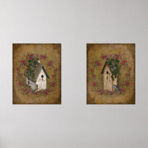 ヴィンテージスタイルクラックドエフェクトバードハウズベリー