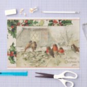 ヴィンテージスタイルクリスマスの歌の鳥 薄葉紙 (クラフト)