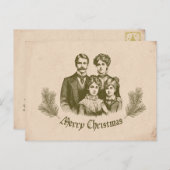 ヴィンテージスタイルクリスマスイラストレーション シーズンポストカード (正面/裏面)