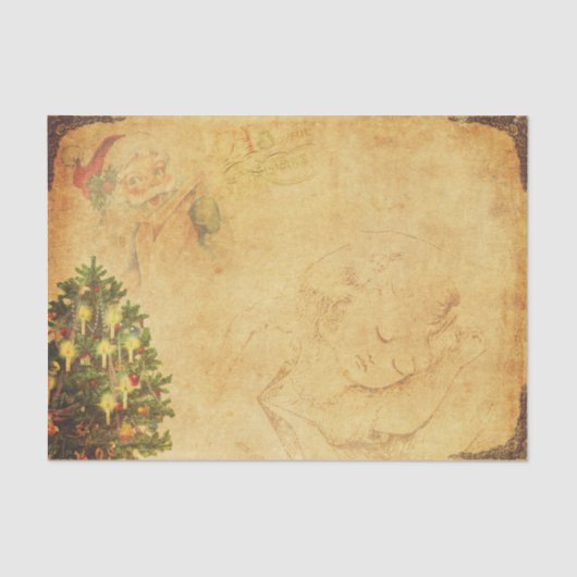 ヴィンテージスタイルクリスマスイラストレーション 薄葉紙 (正面)