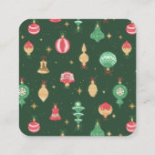 ヴィンテージスタイルクリスマスオーナメントパターン – 緑 スクエア名刺 (裏面)