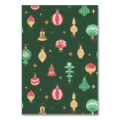 ヴィンテージスタイルクリスマスオーナメントパターン – 緑 テーブルナンバー (裏面)