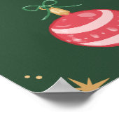 ヴィンテージスタイルクリスマスオーナメントパターン – 緑 ポスター (角)