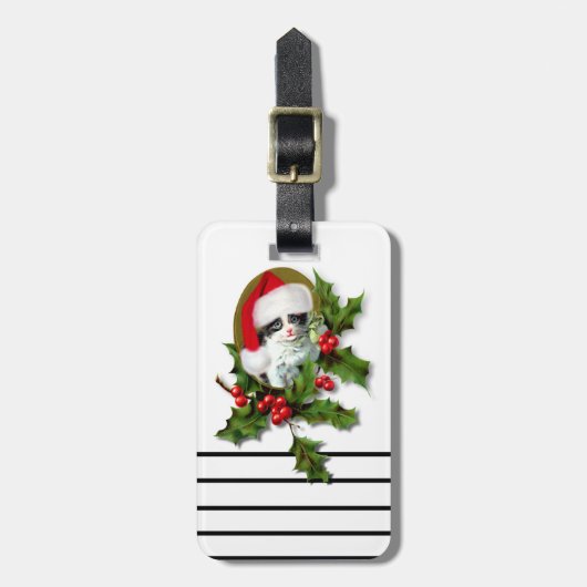 ヴィンテージスタイルクリスマスキタン ラゲッジタグ (正面縦)