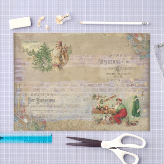 ヴィンテージスタイルクリスマスサンタメイキングおもちゃ 薄葉紙 (クラフト)