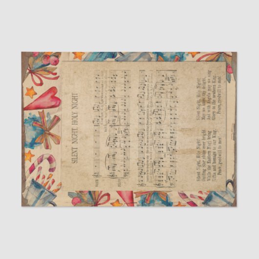 ヴィンテージスタイルクリスマスシート音楽静か夜 薄葉紙 (正面)