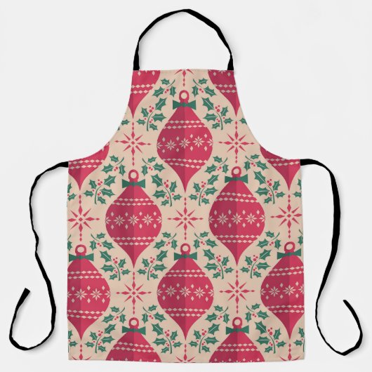 ヴィンテージスタイルクリスマスシームレスパターン エプロン (正面)