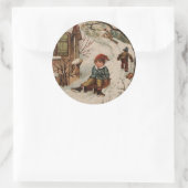 ヴィンテージスタイルクリスマスシーン ラウンドシール (バッグ)