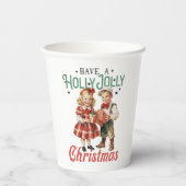 ヴィンテージスタイルクリスマスチャイルドホリーすてき 紙コップ (裏面)