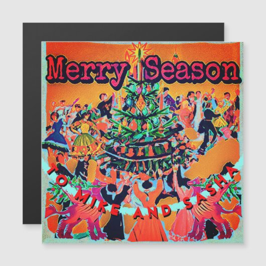 ヴィンテージスタイルクリスマスツリーにテキストを追加 (正面/裏面)