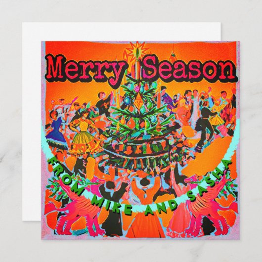 ヴィンテージスタイルクリスマスツリーにテキストを追加 (正面/裏面)