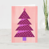 ヴィンテージスタイルクリスマスツリーアートinピーチアンドピンク カード (正面)