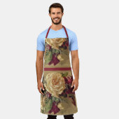 ヴィンテージスタイルクリスマスバラ/フローラ エプロン (着用した状態)