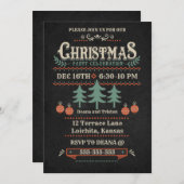 ヴィンテージスタイルクリスマスパーティの招待状 招待状 (正面/裏面)