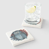 ヴィンテージスタイルクリスマスフクロウ ストーンコースター (横)