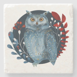 ヴィンテージスタイルクリスマスフクロウ ストーンコースター